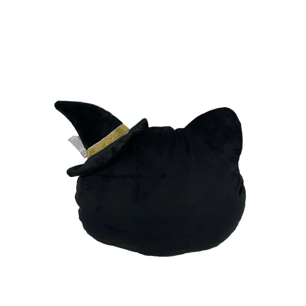 Way To Celebrate WITCH CAT Face Throw Pillow Black 12.5 inch